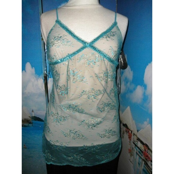 NEW by COOLWEAR USA, SEXY, SLEEVELESS JUNIORS SIZE LARGE, TOP, BLOUSE, TURQUOISE - Picture 1 of 11